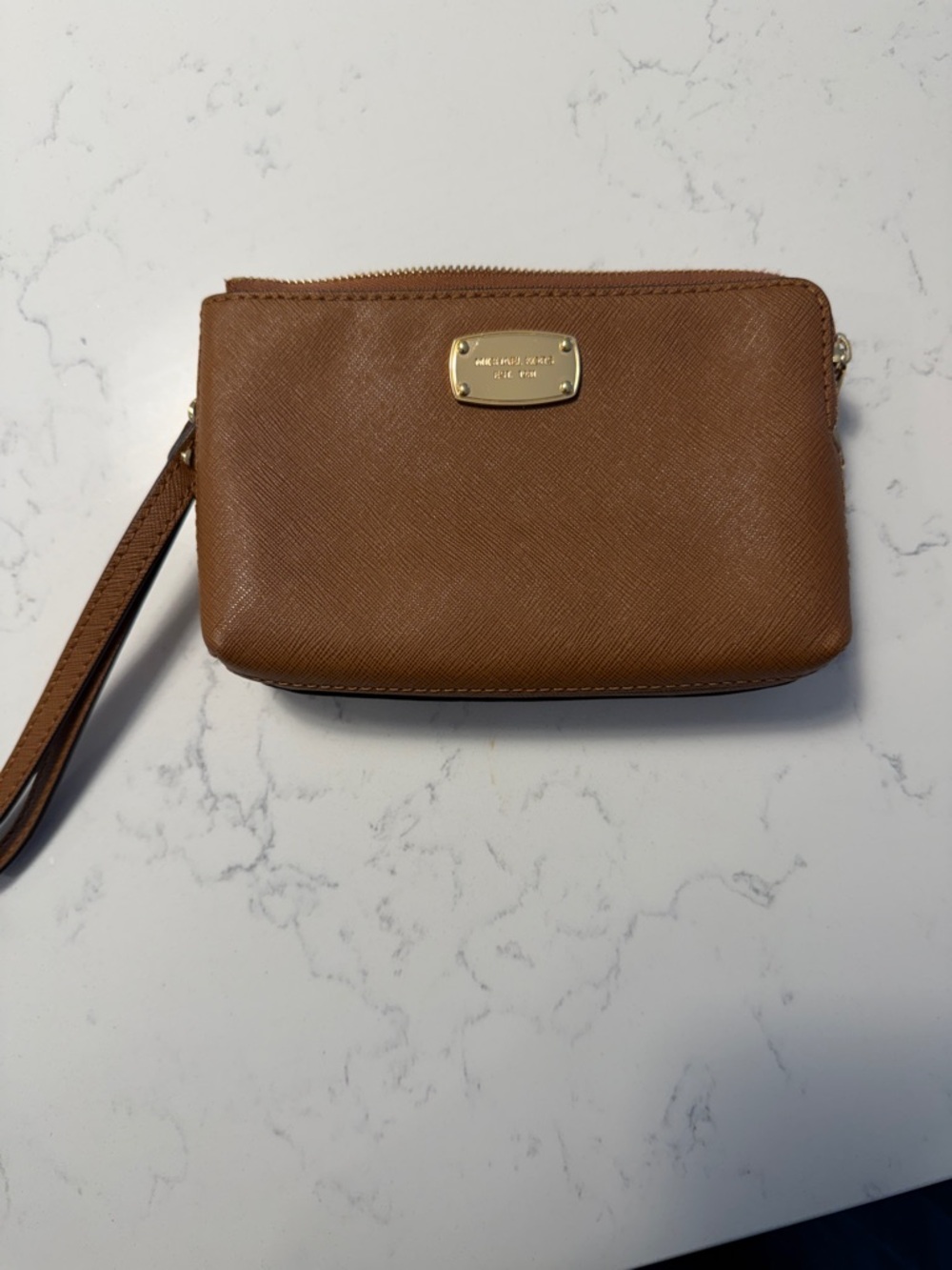 Michael Kors Camel Brown Saffiano Leather Wristlet